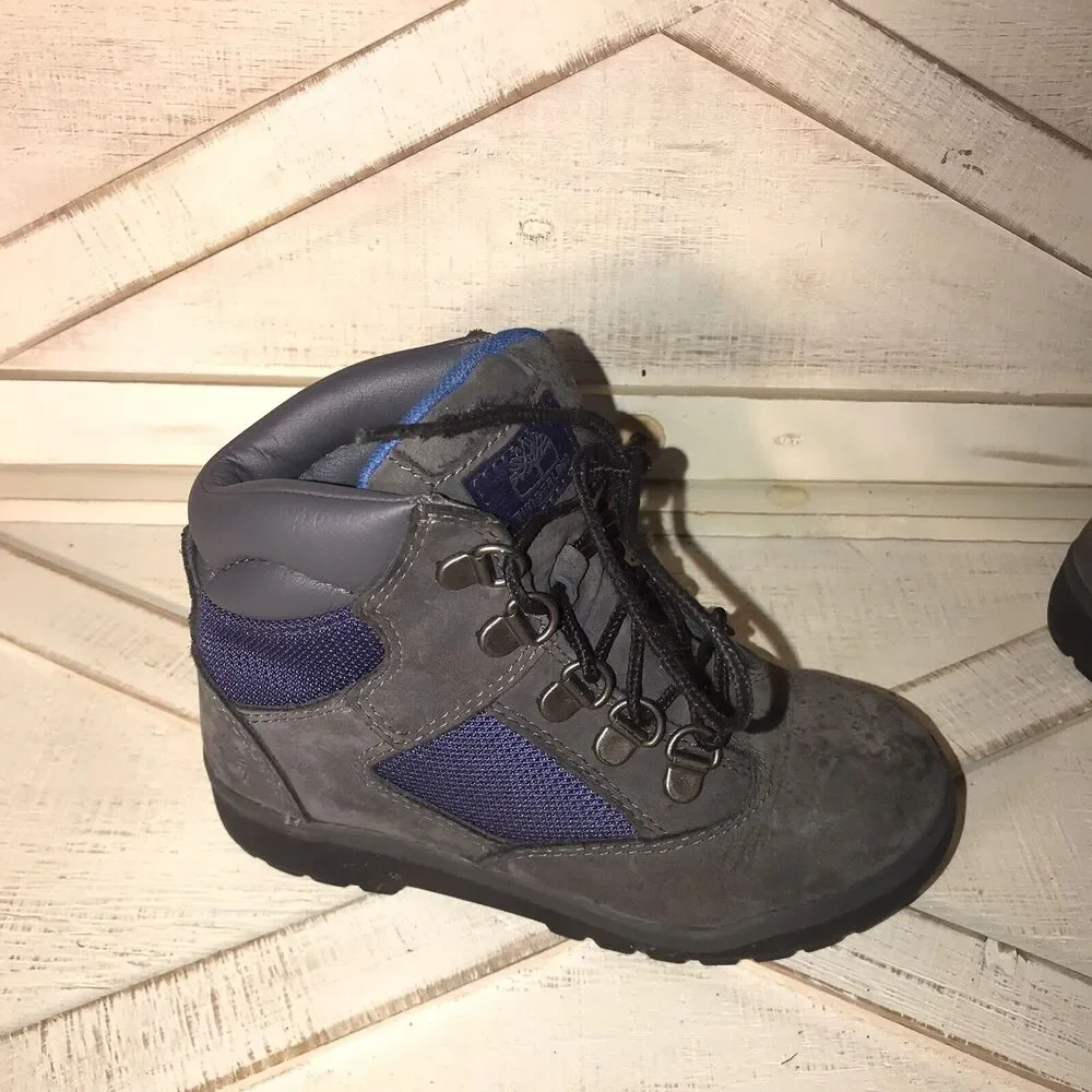 Timberland Field Boot Mid Little Kid / Toddler Shoes Grey-Black Size 11.5